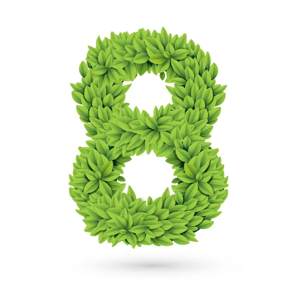 Number of green leaves with shadow — Stock Vector