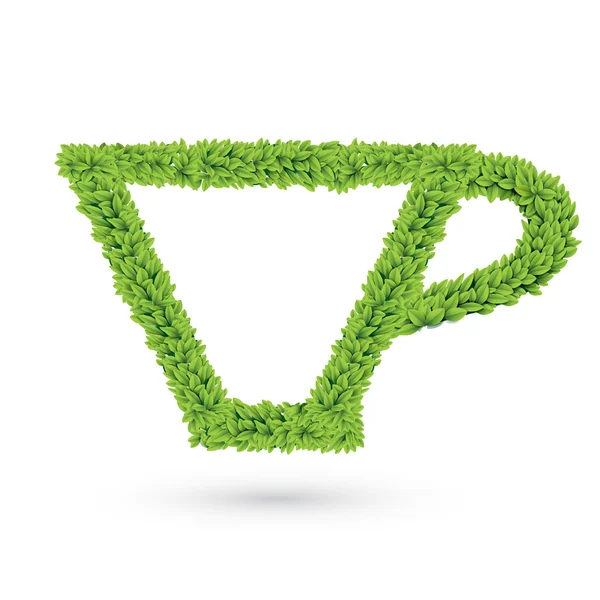 Cup silhouette of green leaves — 스톡 벡터