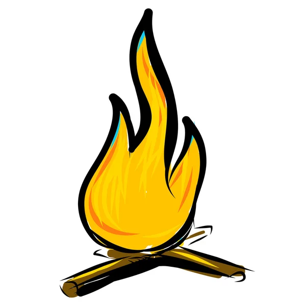 Bonfire simples desenho animado doodle imagem —  Vetores de Stock