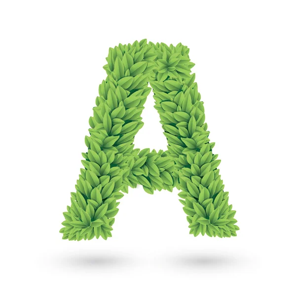 Skrivelse av gröna blad med skugga — Stock vektor