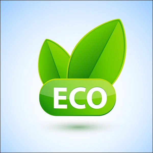 Eco sign with green spring leafs — Stock Vector