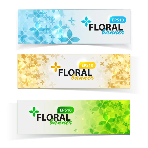 Set di banner floreali primaverili — Vettoriale Stock