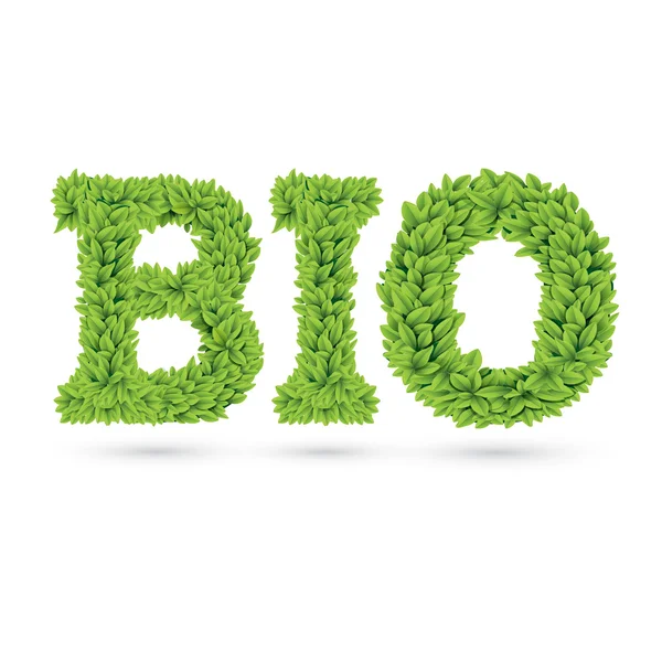 Bio tekst van groene bladeren — Stockvector