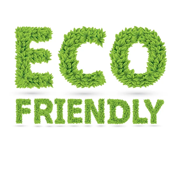 Eco friendly text av gröna blad — Stock vektor