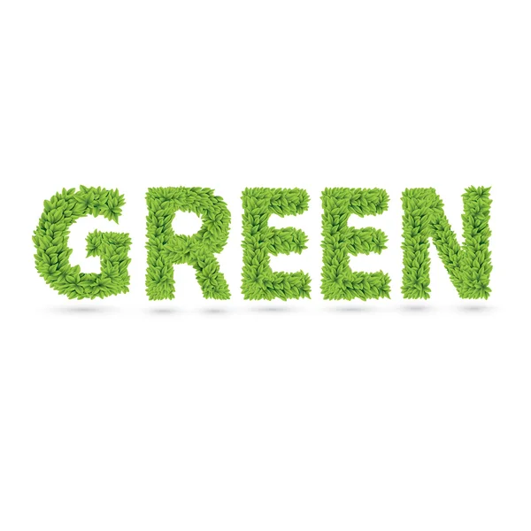 Groene tekst van groene bladeren — Stockvector