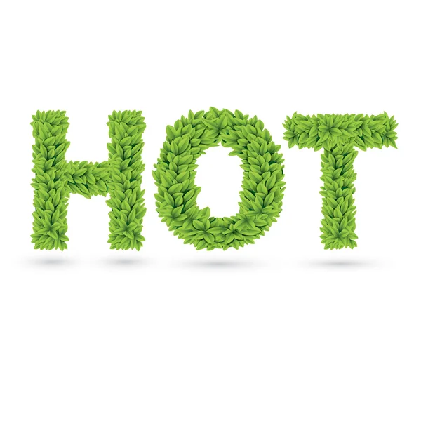 Sıcak metin yeşil yaprak — Stok Vektör