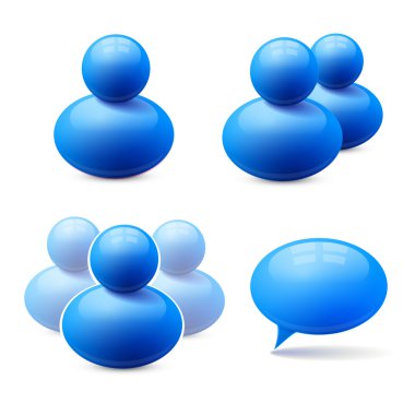 Icons of groups and speech bubble clipart