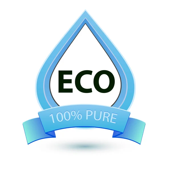 Eco segno dell'acqua. Modello icona 100% acqua pura — Vettoriale Stock