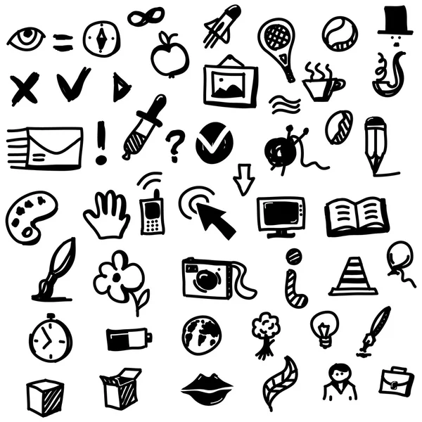 Hand drawing sketch icon set of different objects — Stock Vector