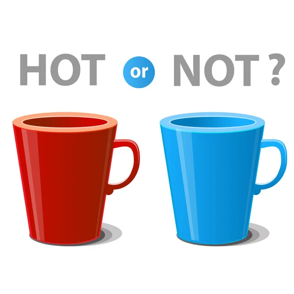 Dos tazas ilustradas bebidas frías y calientes — Vector de stock