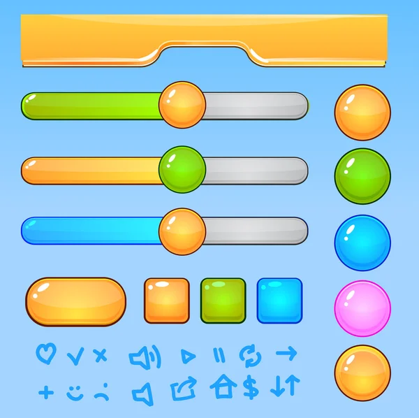 ゲームの ui elements.colorful ボタンとアイコン — ストックベクタ