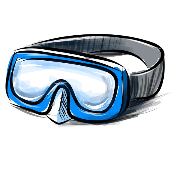 Potápěčské brýle maska rychlá skica — Stockový vektor