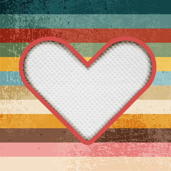 Paper heart on retro background with stripes — Stock Vector