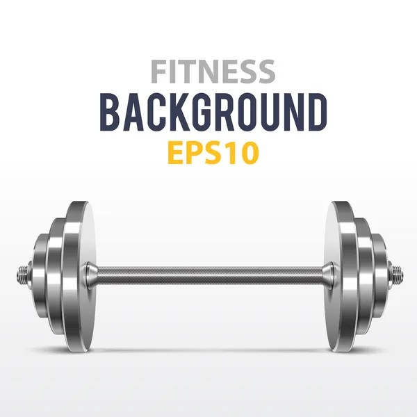 Vector fitness background with metal dumbbell — Stock Vector