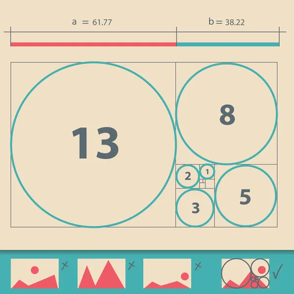 Relación dorada, ilustración vectorial de proporción dorada — Archivo Imágenes Vectoriales