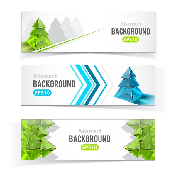 Set di banner colorati con albero di Natale — Vettoriale Stock