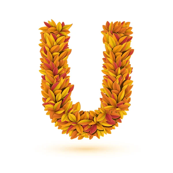 Autumn fall bright orange leaves letter — Stock Vector