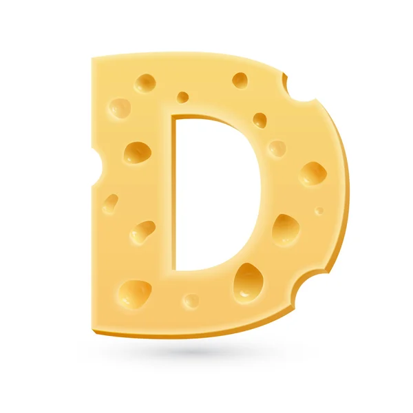 D cheese letter. Symbol isolated on white. — Stock Vector