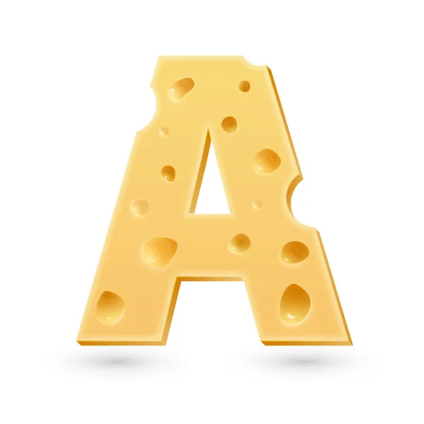 A cheese letter. Symbol isolated on white. — Stock Vector