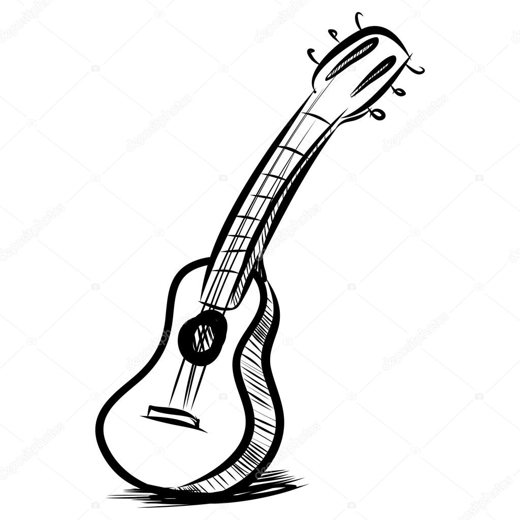 wallpapers Sketch Guitar Line Drawing acoustic guitar fast sketch vector image by c chuhail vector stock 33375869
