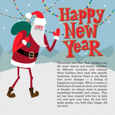 Yeni yıl tebrik kartı kavramı.