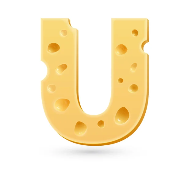 U cheese letter. Symbol isolated on white. — Stock Vector