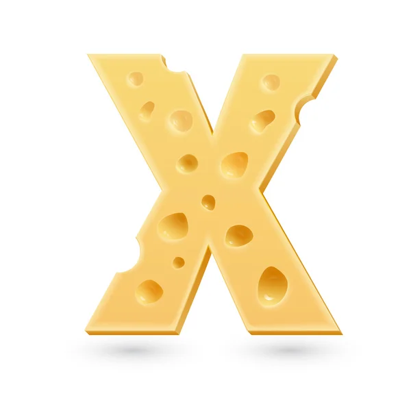 X carta de queso. Símbolo aislado en blanco . — Vector de stock