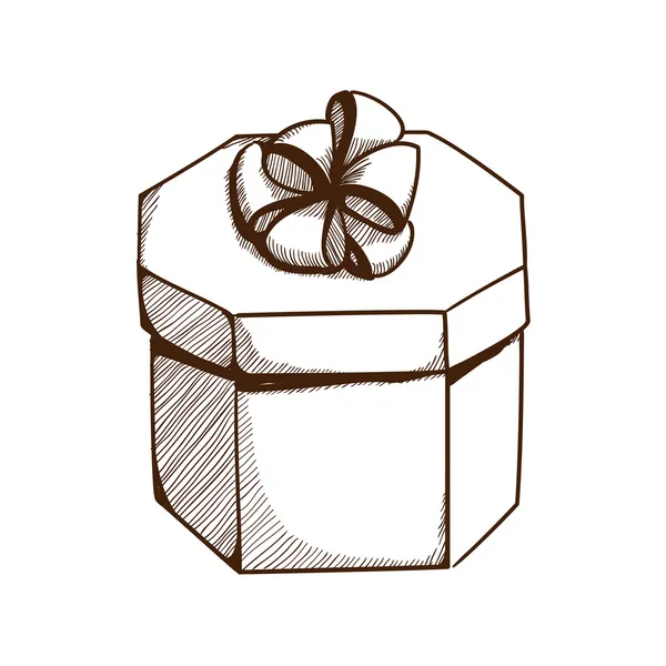 Коробка подарков с лентой и луком . — стоковый вектор
