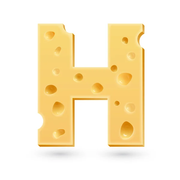 H 치즈 편지입니다. 흰색 절연 기호. — 스톡 벡터