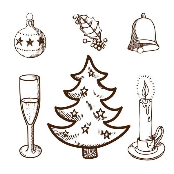 Christmas and New Year objects collection — Stock Vector