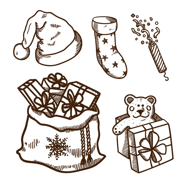 Natale e Capodanno collezione di oggetti — Vettoriale Stock