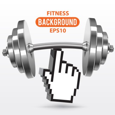 Fitness background with metal realistic dumbbell clipart