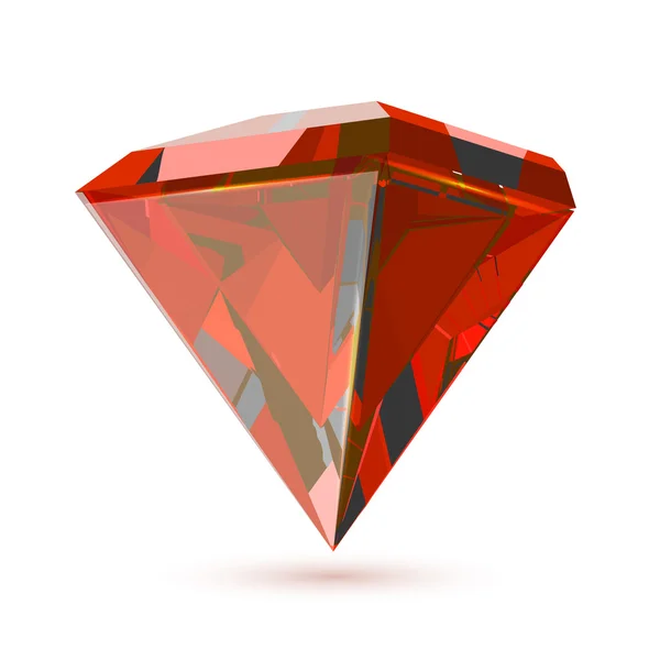 Glänzender transparenter Diamant isoliert auf Weiß. — Stockvektor