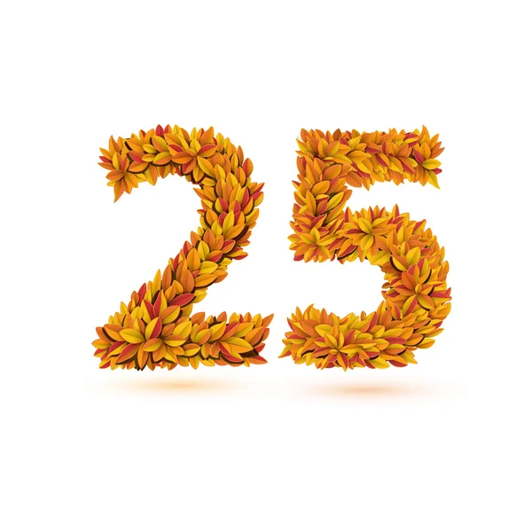 25 число осенью осень ярко-оранжевые листья — стоковый вектор