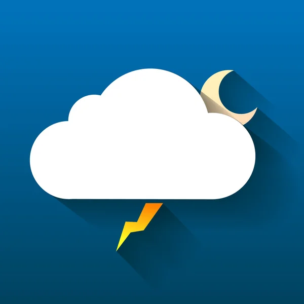 Nacht cloud, maan en bliksem geïsoleerd op donker — Stockvector
