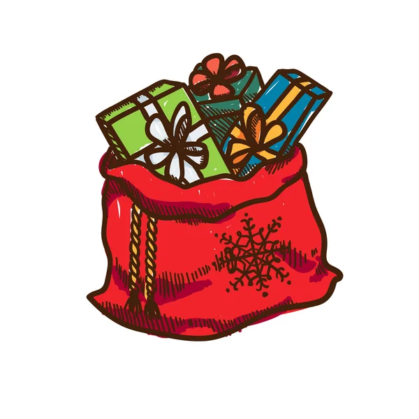 Sac plein de cadeaux . — Image vectorielle