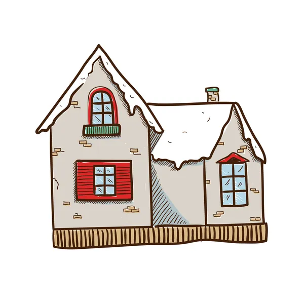 Casa linda invierno . — Vector de stock