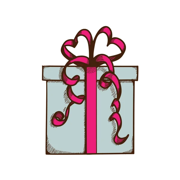 Present box with ribbon and bow. — Stock Vector