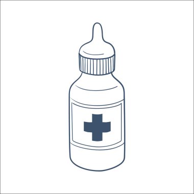 şişe ile damla ya da sıvı ilaç üzerinde beyaz izole.