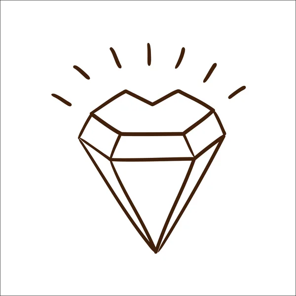 Diamant sten isolerad på vit. — Stock vektor
