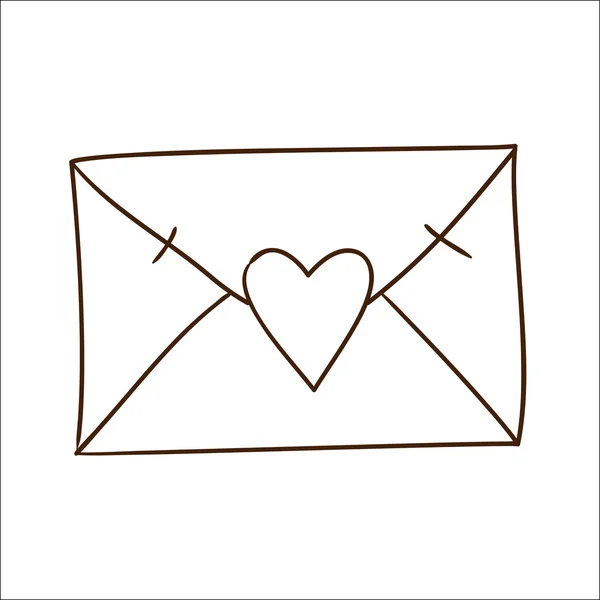 Carta de amor aislada en blanco . — Vector de stock