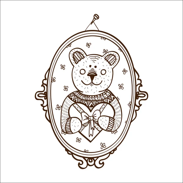 Teddybär mit Herz vorhanden. — Stockvektor