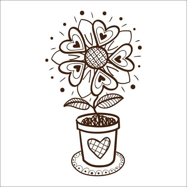 Fleur avec coeurs . — Image vectorielle