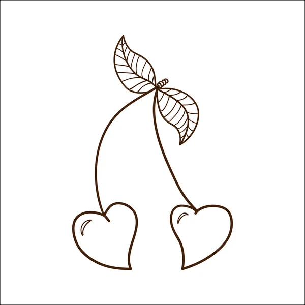 Heart shaped cherries. — Stock Vector
