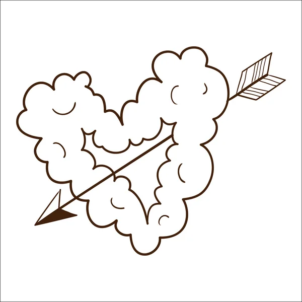 Coeur nuage avec flèche . — Image vectorielle