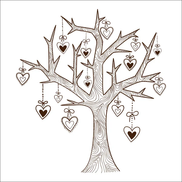 Arbre avec des étiquettes de coeur . — Image vectorielle