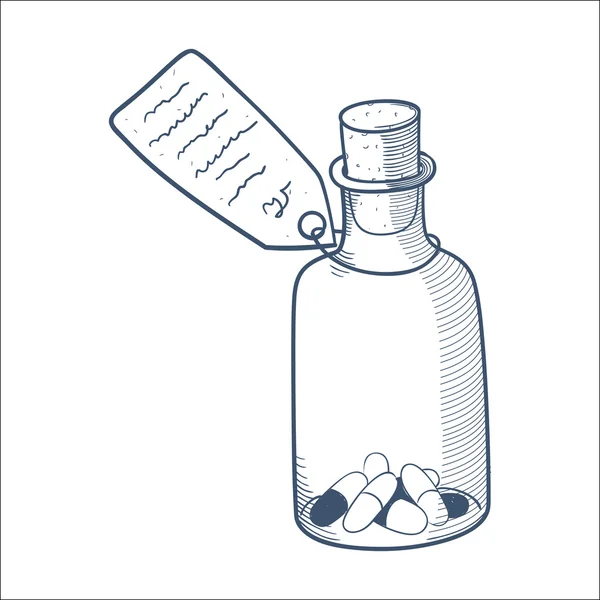 Bottle with pills isolated on white. — Stock Vector