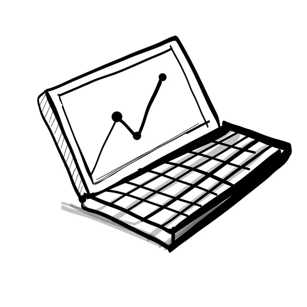 Laptop con diagramma e grafico — Vettoriale Stock