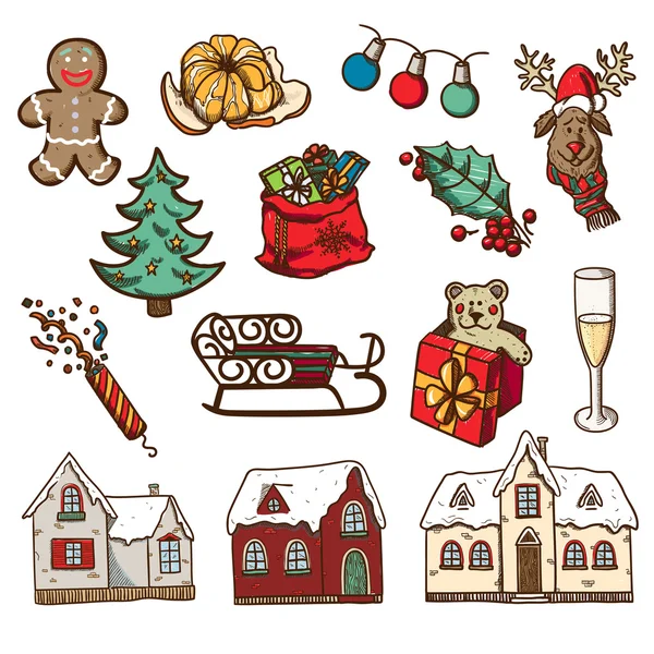 Navidad y Año Nuevo elementos de diseño — Archivo Imágenes Vectoriales
