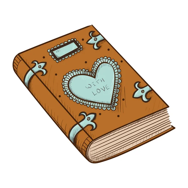 Libro con cuore decorativo . — Vettoriale Stock